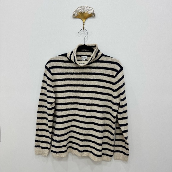 J. Crew Factory Cozy Rollneck Pullover Beach Sweater Striped Sz Medium blue - Picture 7 of 9